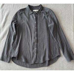 XiRENA Scout Shirt Double Gauze Button Down Long Sleeve Size M Blue Gray